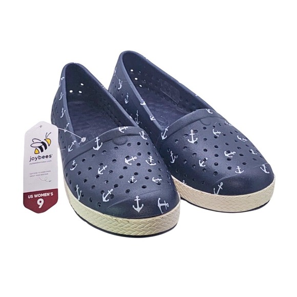 Joybees Shoes - Joybees Eva Navy Anchors Print Espadrille Comfort Shoes Womens Size 9 NWT